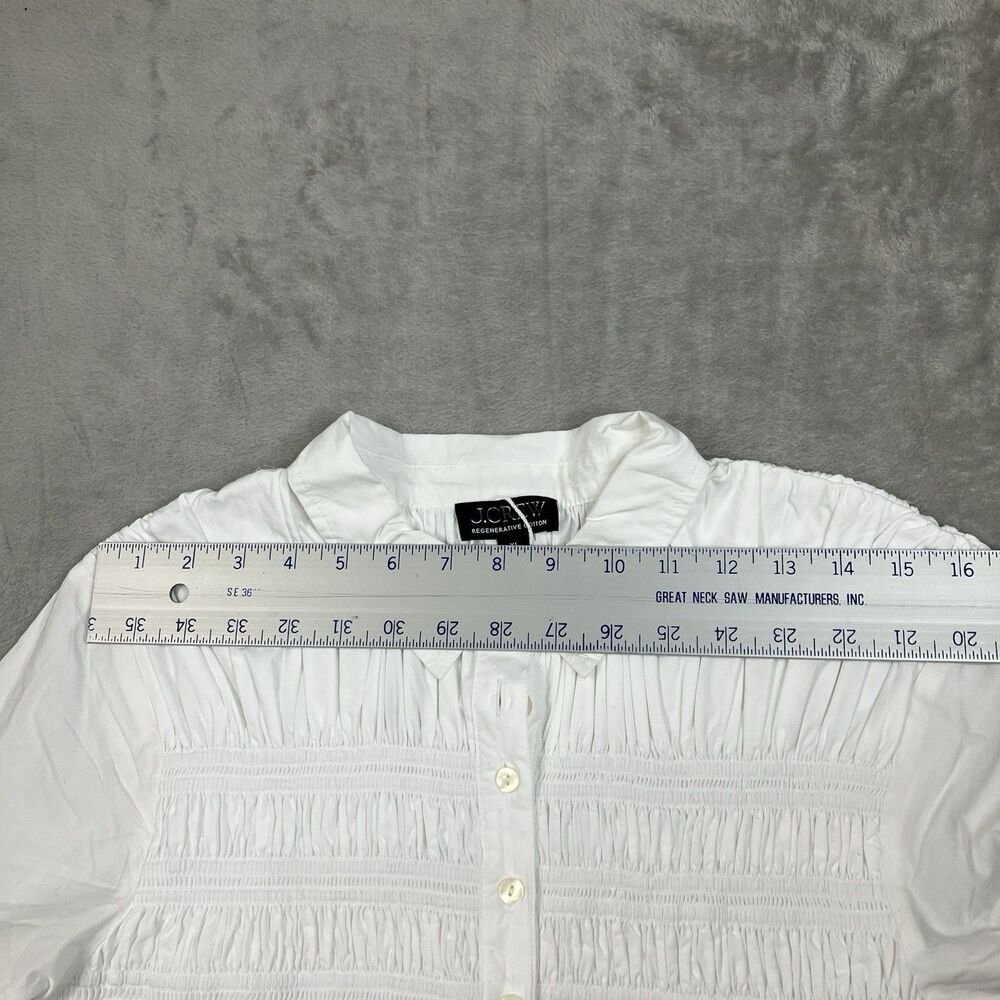 J Crew Elsie Shirt Dress Womens XL White Cotton Poplin Smocked Button Up CP995 - Picture 13 of 15